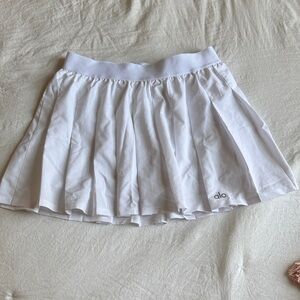 ALO Yoga White Pleated Skater Tennis Skirt